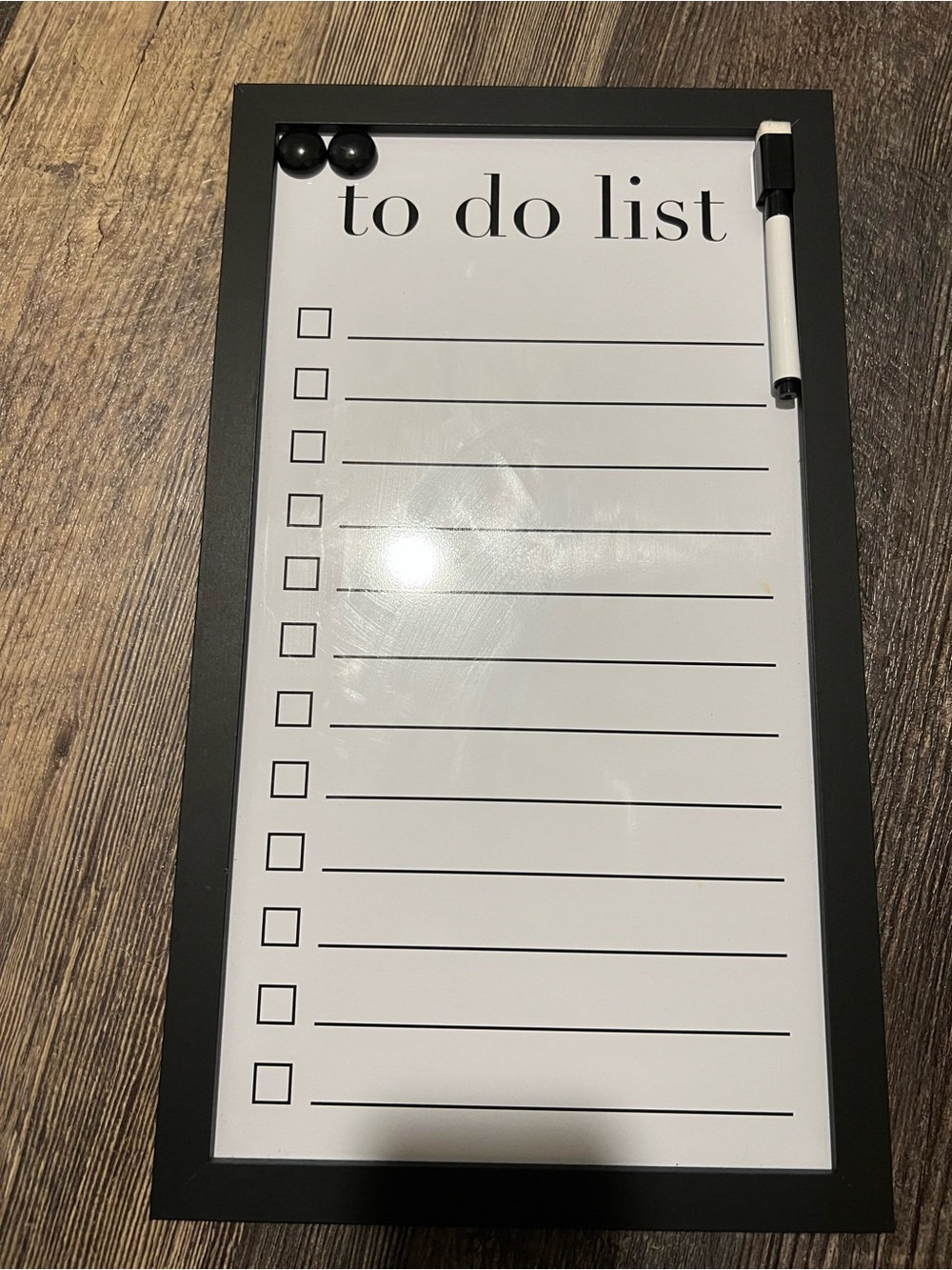 Magnetic Black Framed "To Do List" Dry Erase Board